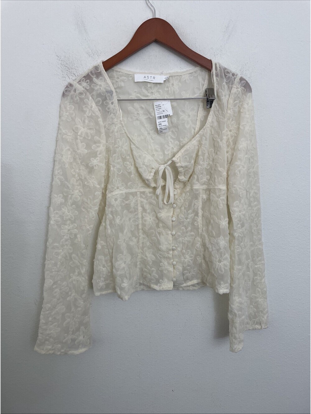ASTR The Label Sassari Top Sheer chiffon beige size M NWT $88msrp - Picture 3 of 6